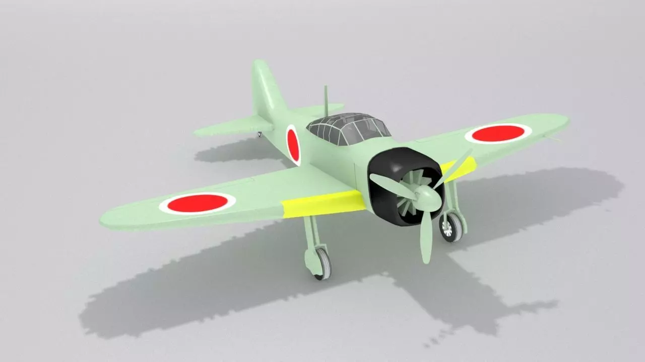 Mitsubishi A6M2 Zero Low-poly 3D model