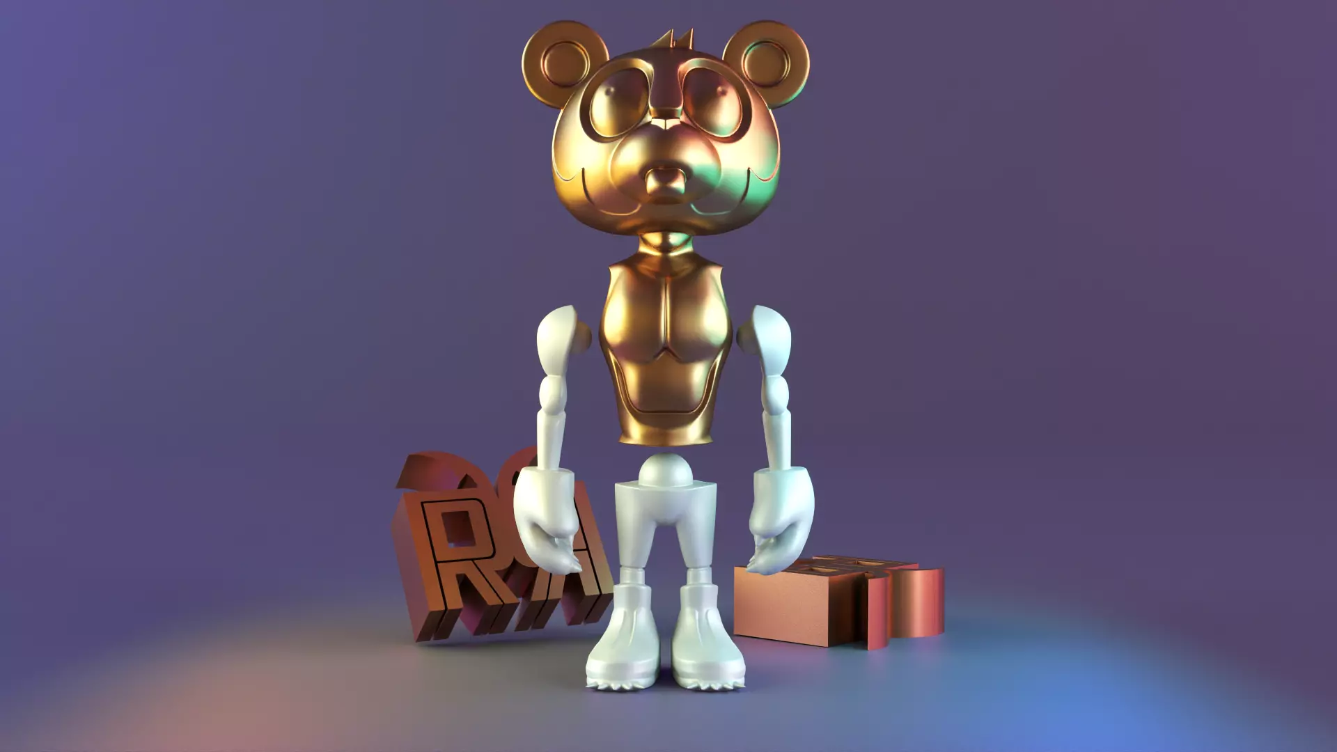 Standing fantasy man statue 3D print model_0