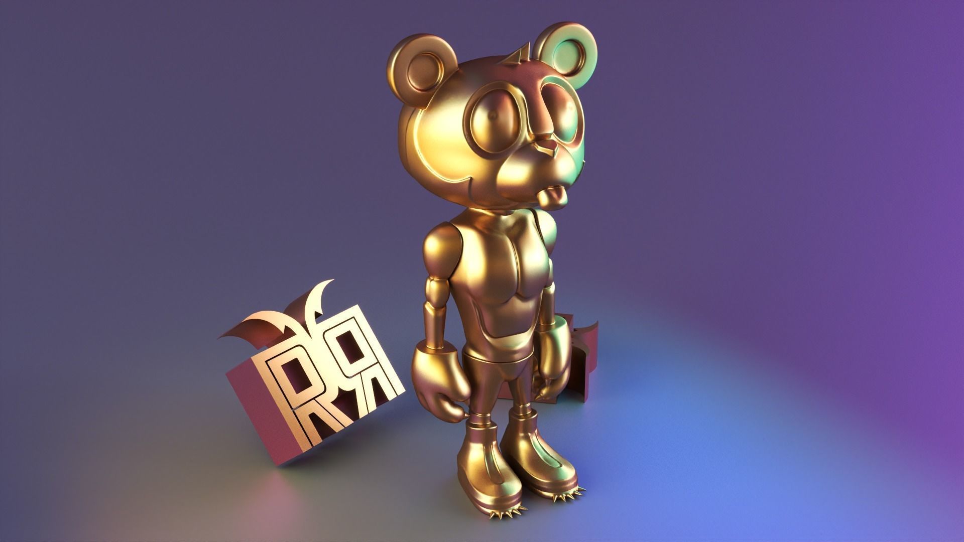 Standing fantasy man statue 3D print model_1