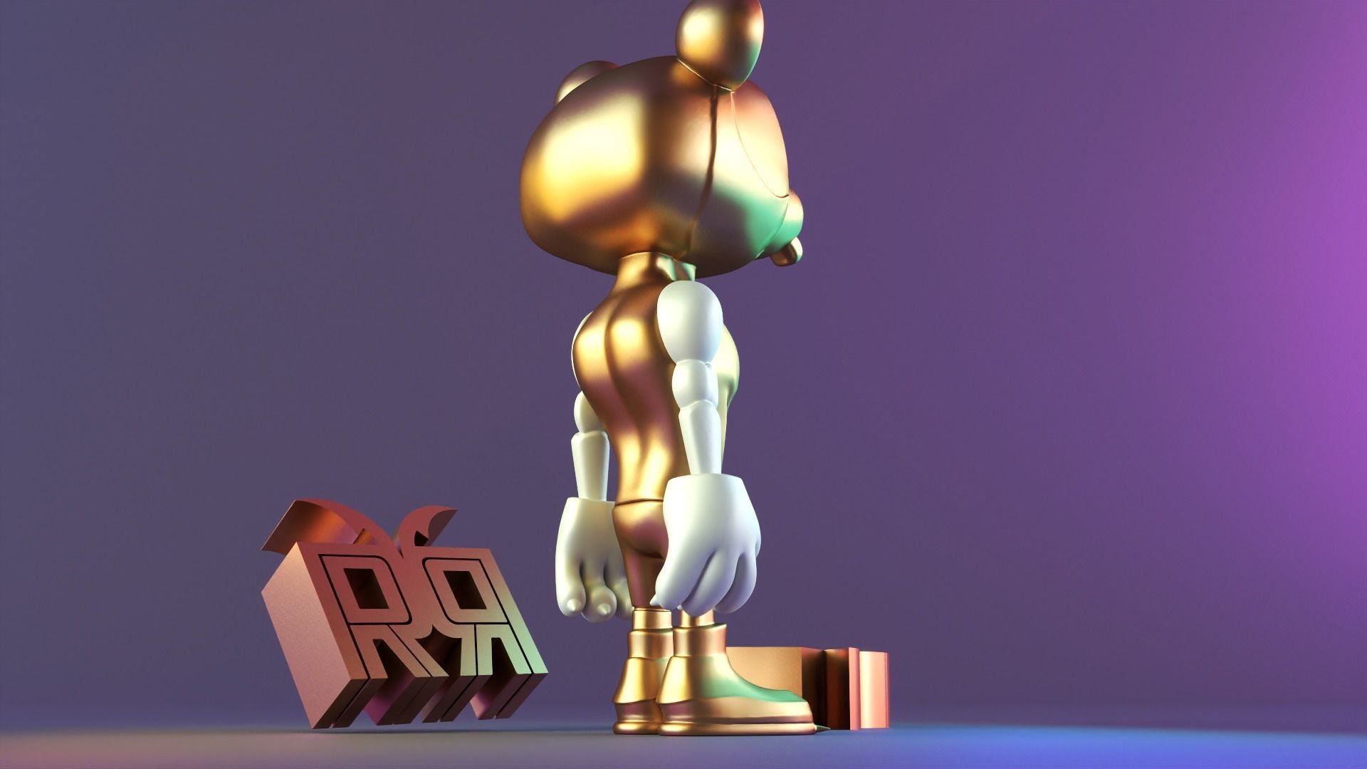 Standing fantasy man statue 3D print model_14