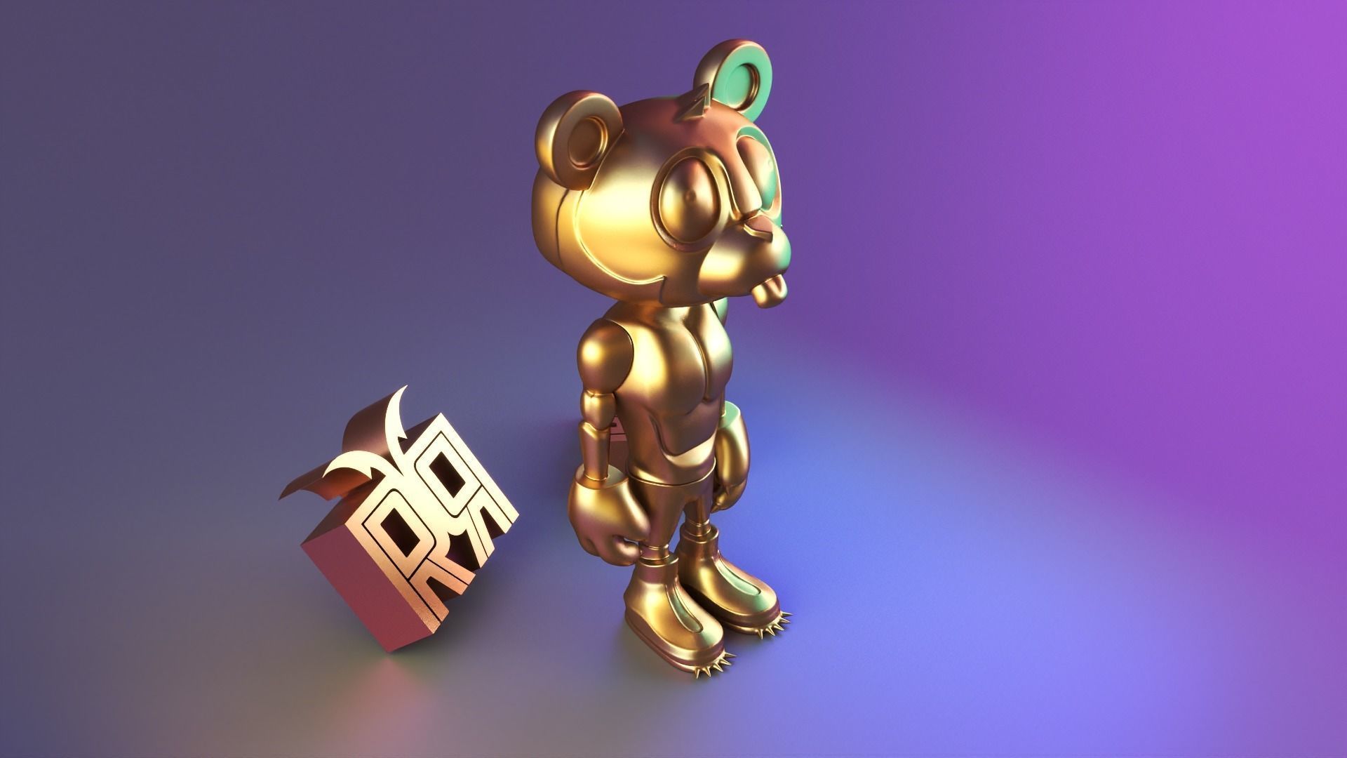 Standing fantasy man statue 3D print model_7