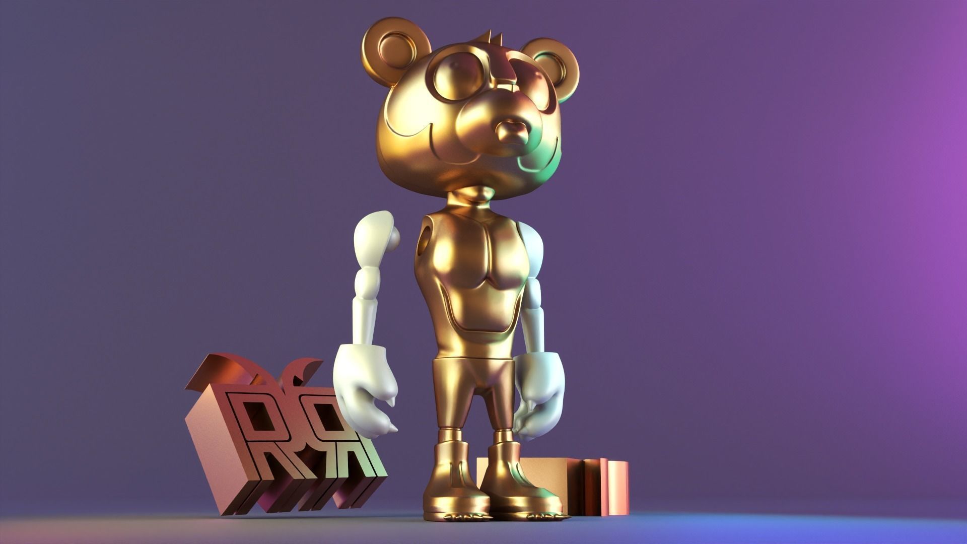 Standing fantasy man statue 3D print model_13