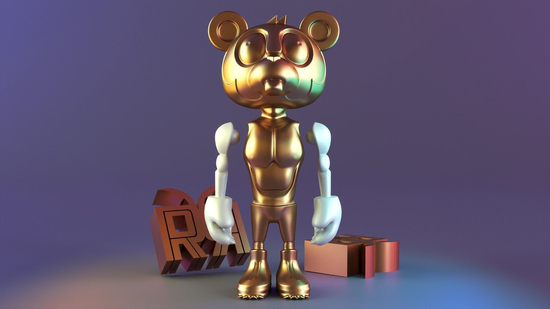 Standing fantasy man statue 3D print model_9