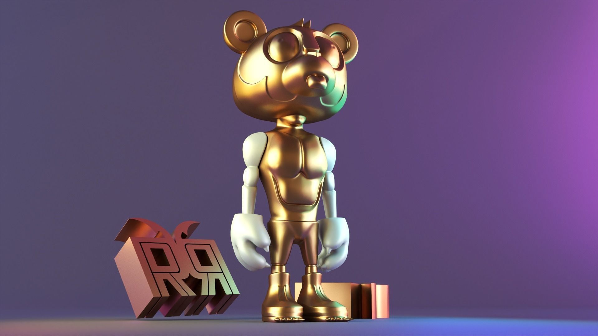 Standing fantasy man statue 3D print model_12