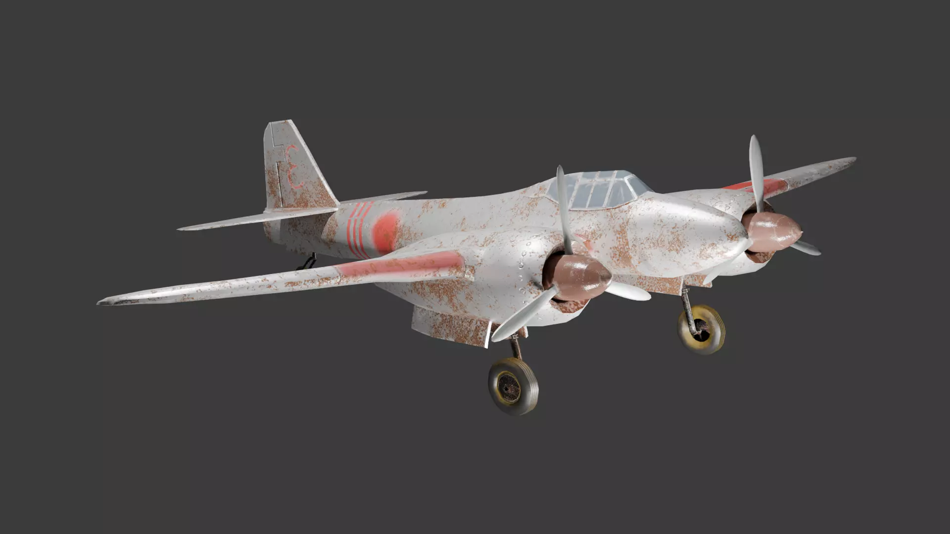 Old and rusty Kawasaki Ki 96  3D model_0