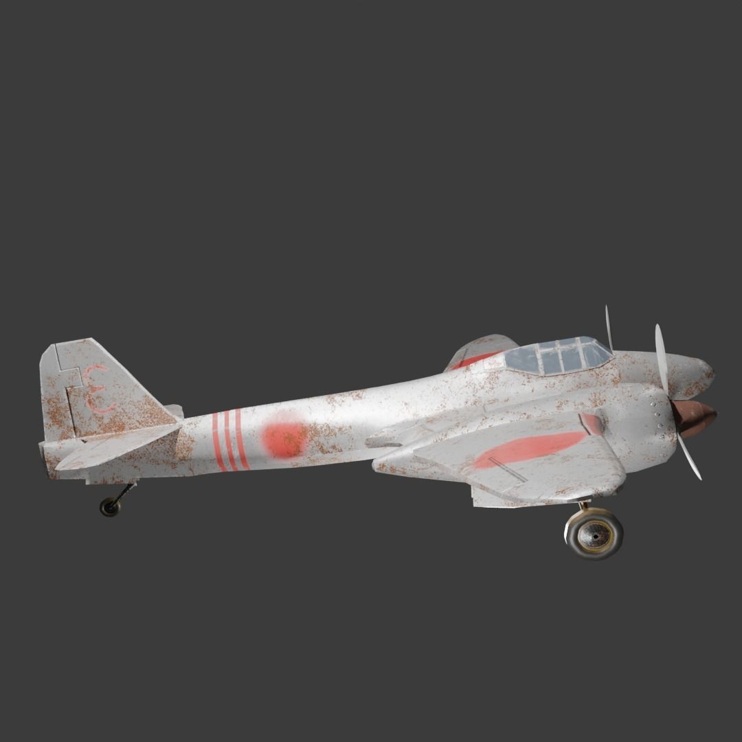 Old and rusty Kawasaki Ki 96  3D model_2