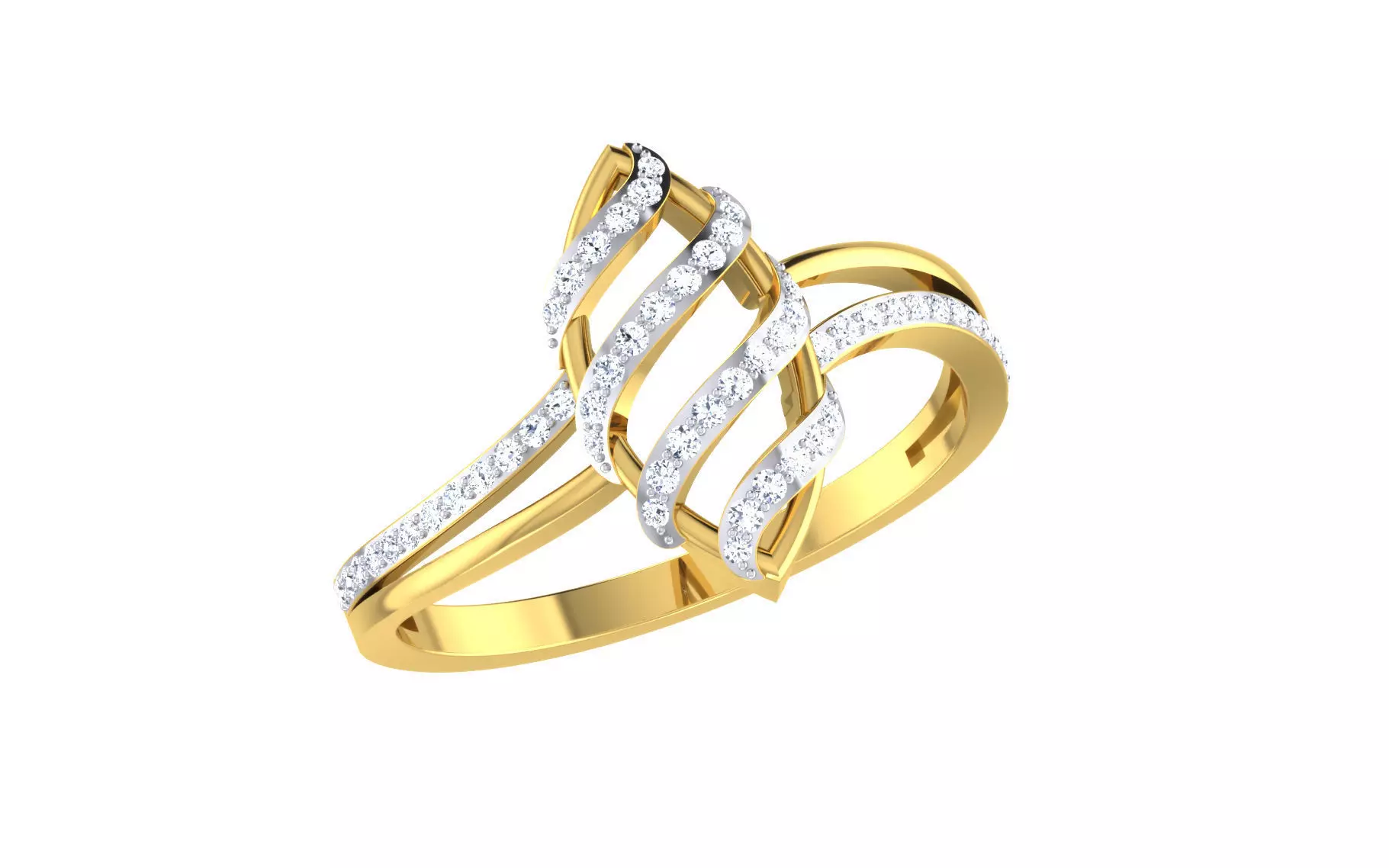 Light Weight Gold Diamond Rings-R-4134 3D print model