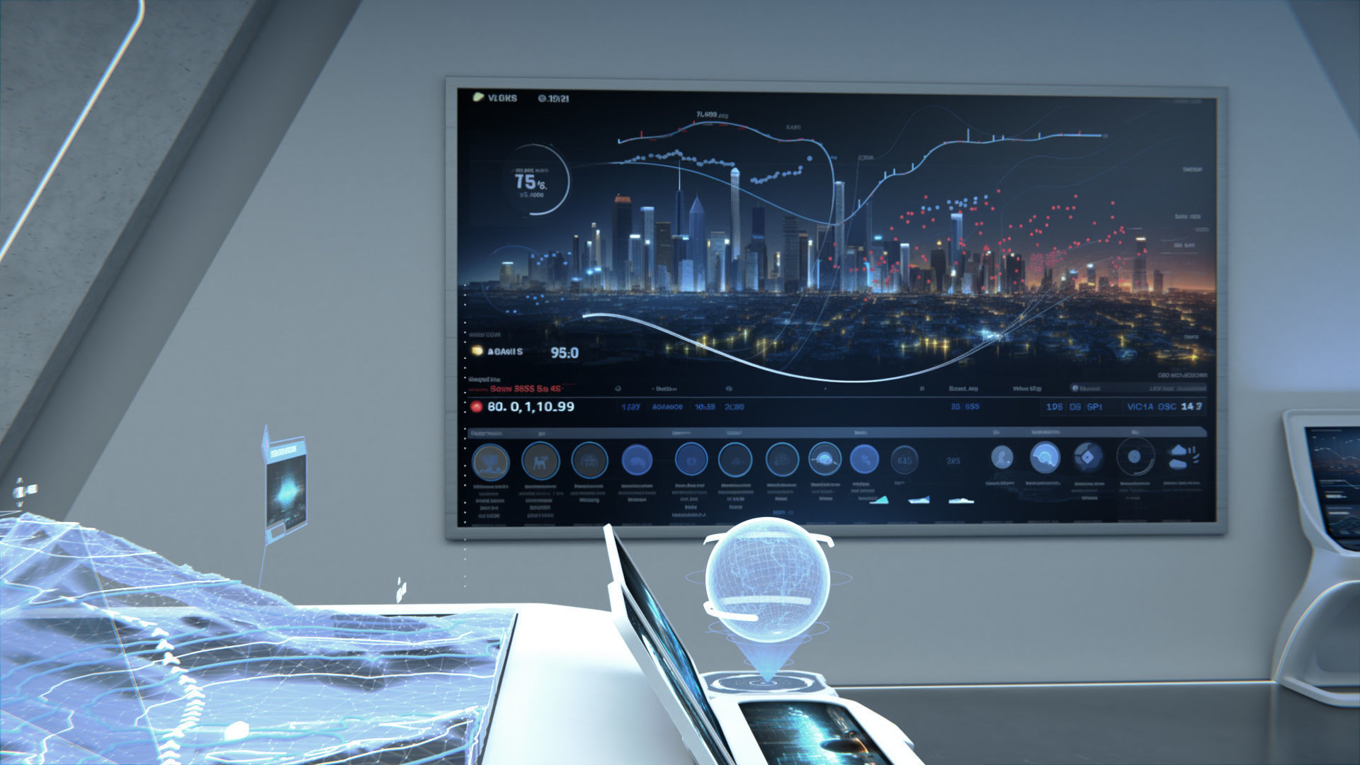 Exhibition Hall and Holographic Table 3D model_7