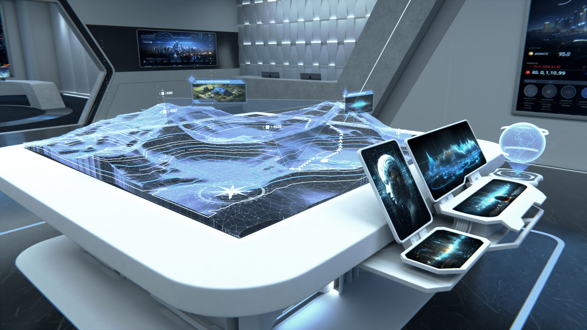 Exhibition Hall and Holographic Table 3D model_5