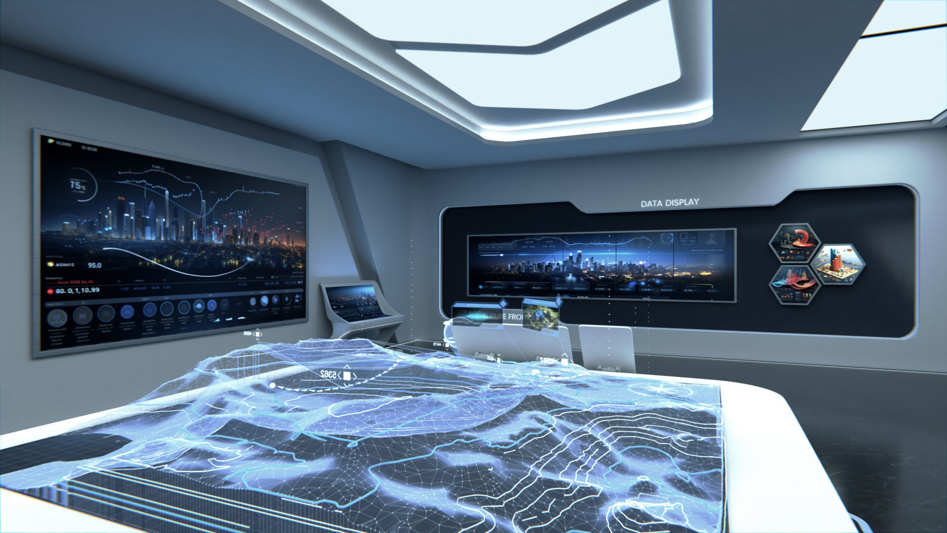 Exhibition Hall and Holographic Table 3D model_4