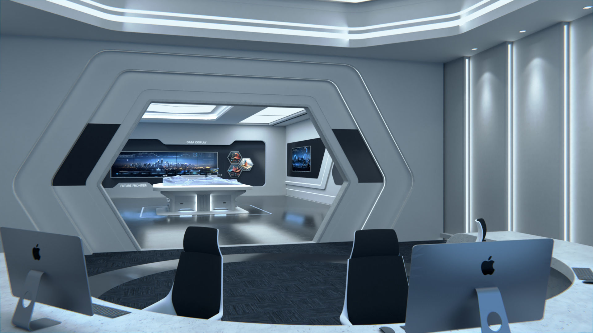 Exhibition Hall and Holographic Table 3D model_6