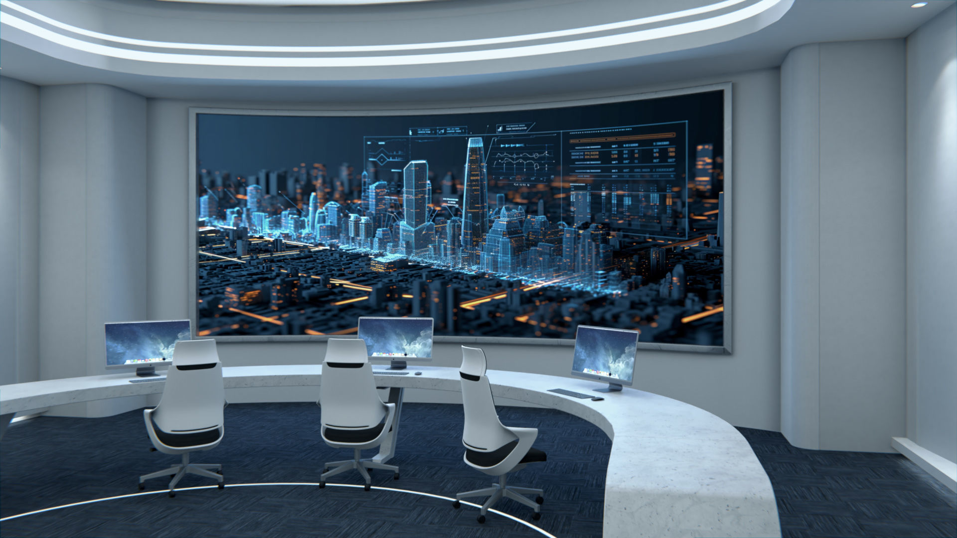 Exhibition Hall and Holographic Table 3D model_8