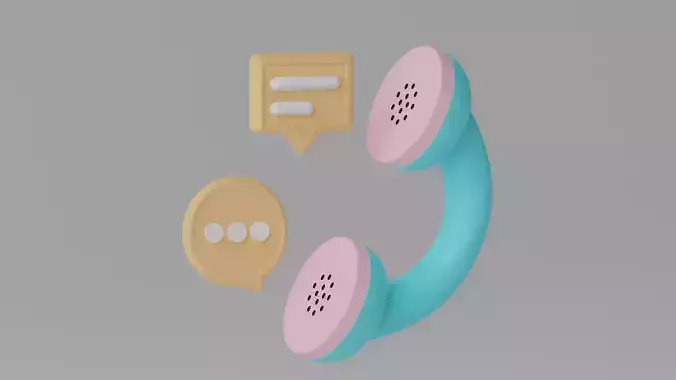 Cartoon Telephone Voice Message Icon 3D model