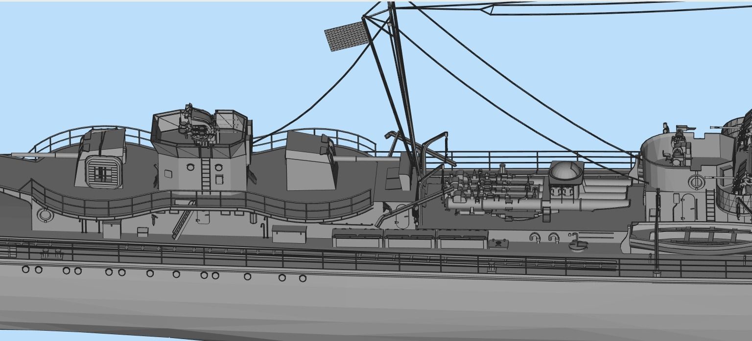 Destroyer Low-poly 3D model_4