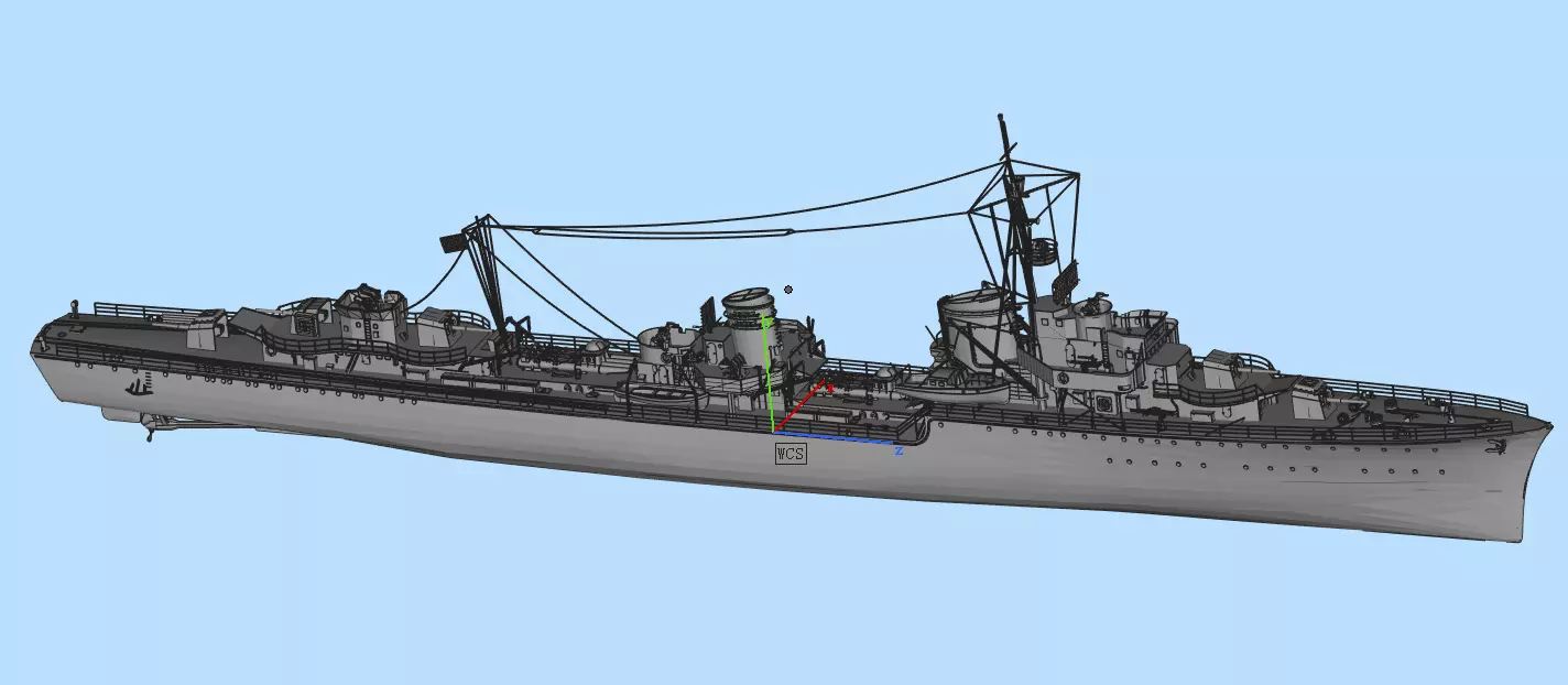 Destroyer Low-poly 3D model_0