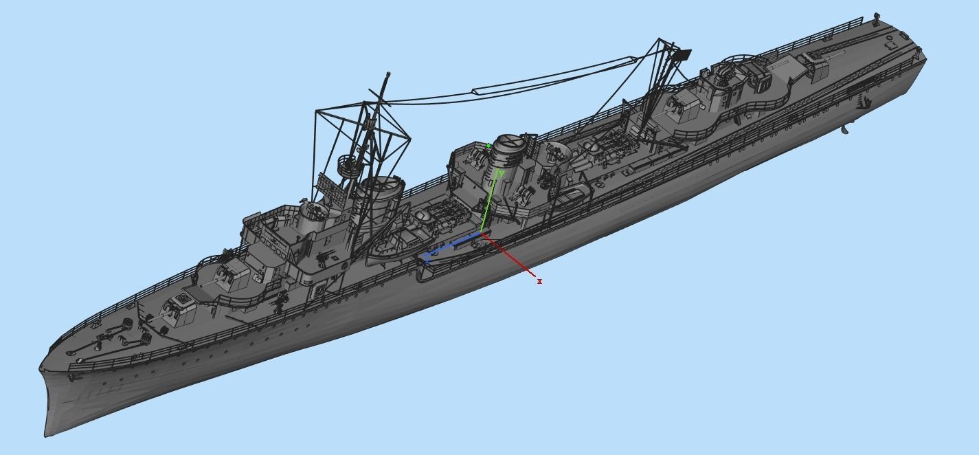 Destroyer Low-poly 3D model_6