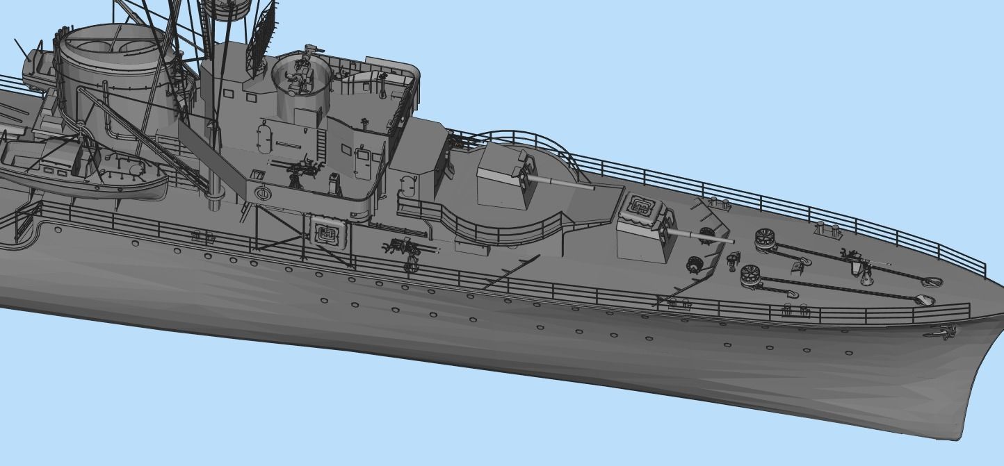 Destroyer Low-poly 3D model_1