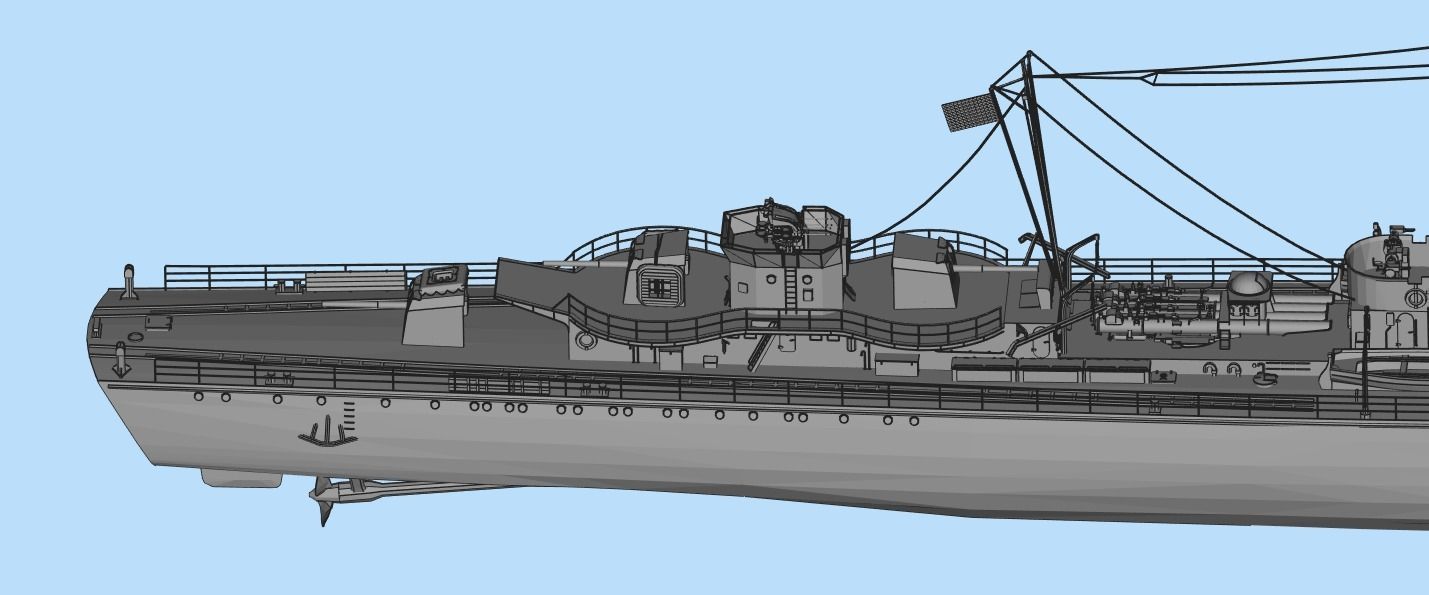 Destroyer Low-poly 3D model_5