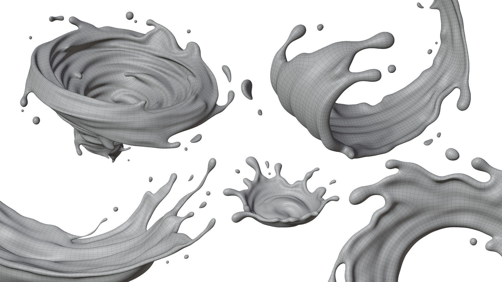 Splash Chocolate 32 Meshes 3D Model Collection _6