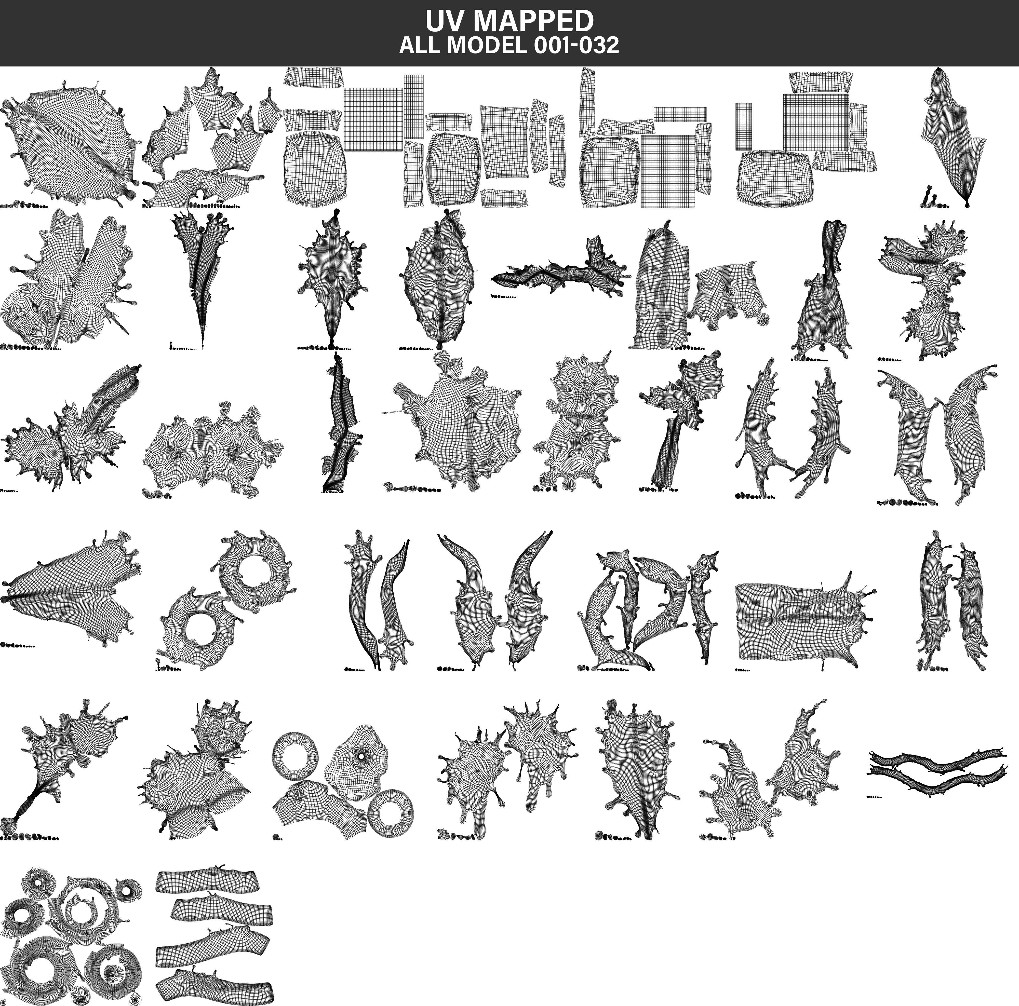 Splash Chocolate 32 Meshes 3D Model Collection _7