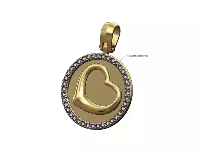 Diamond open heart round pendant