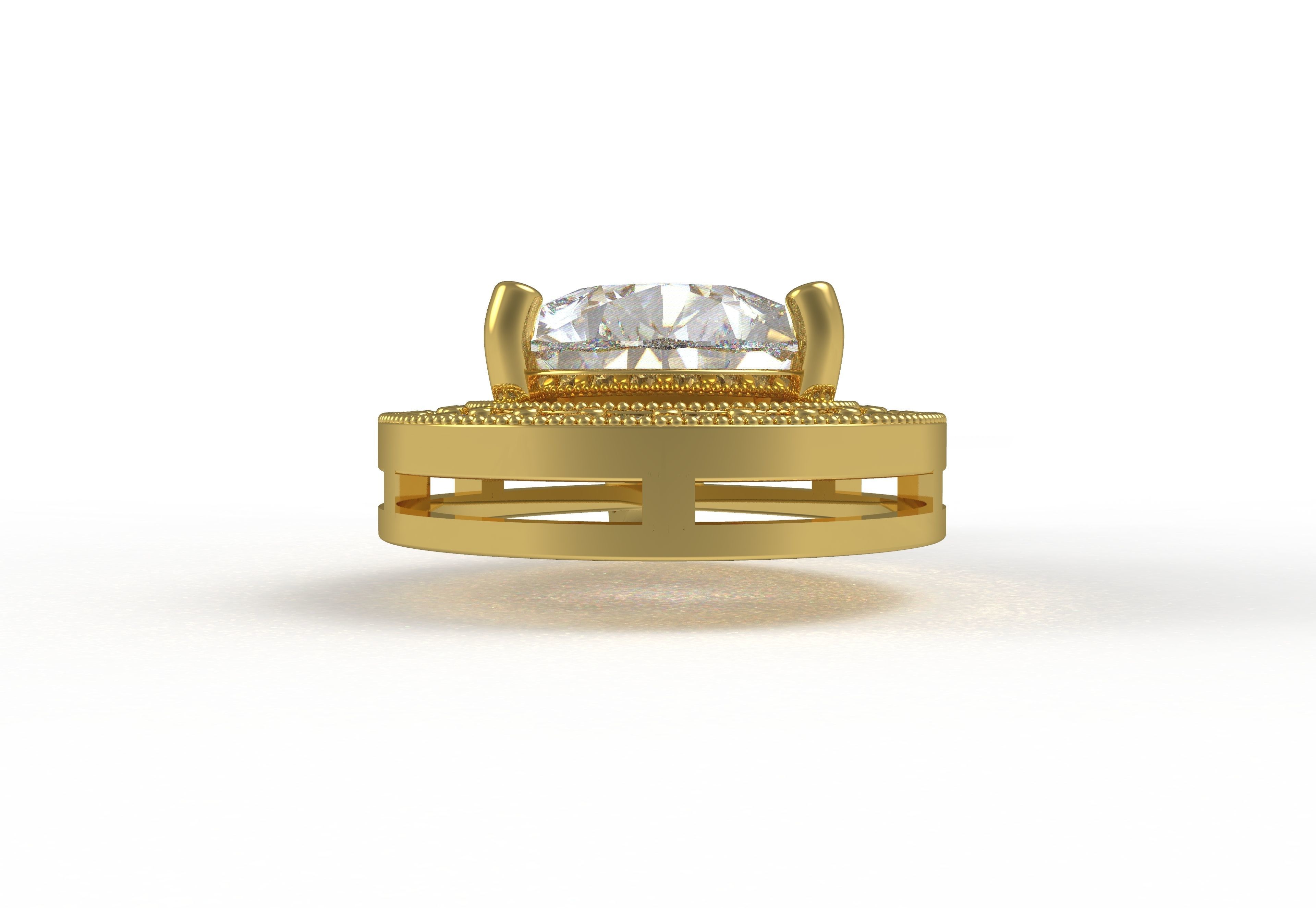 Pear Stone Round Diamond Halo Pendant 3D print model_6