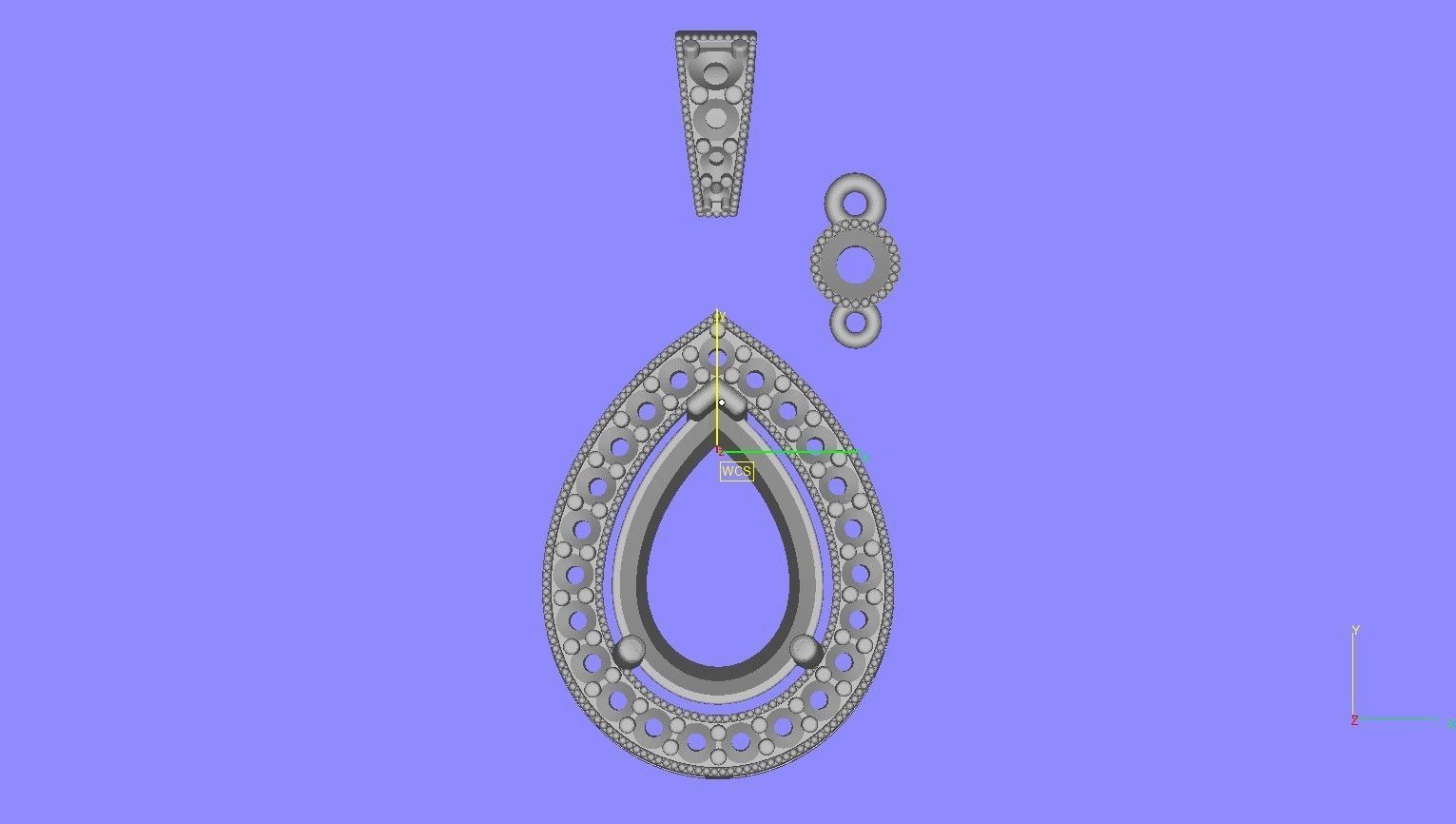 Pear Stone Round Diamond Halo Pendant 3D print model_15