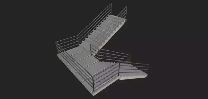 3D Stair Model - With Ladder At Apartment - Textures - 