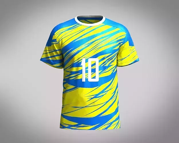 Soccer Yellow with Ske Blue Purple Jersey Player-10