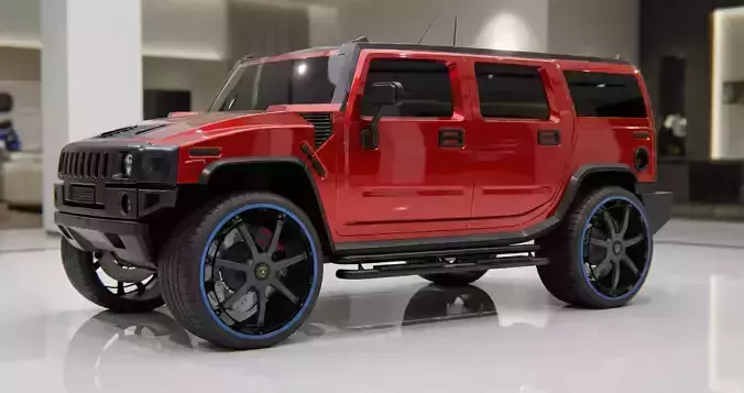 Hummer H2 SUV  Stylized Game Ready Vehicle 3D Model 