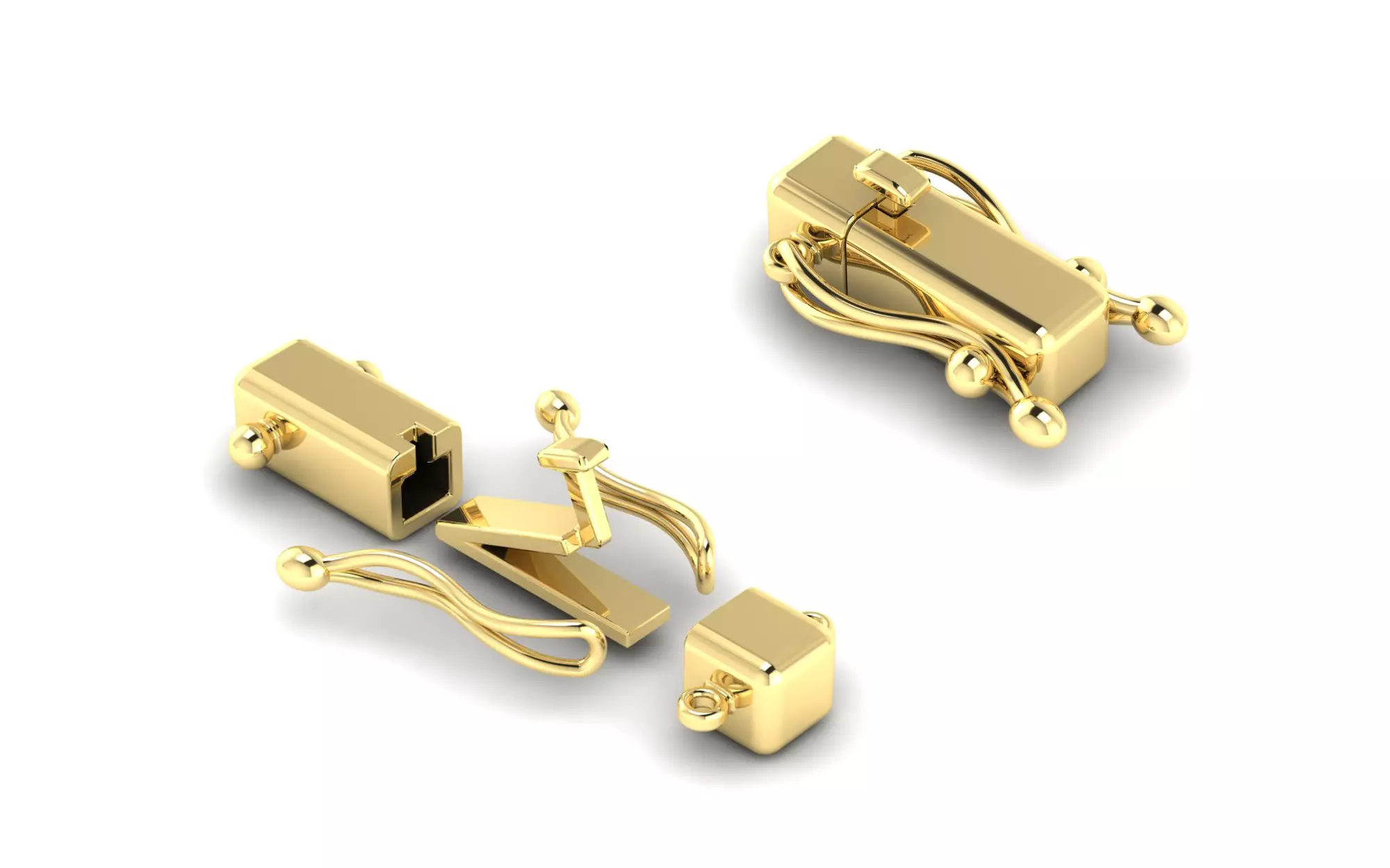 Bracelet lock clasp box 3D print model_0