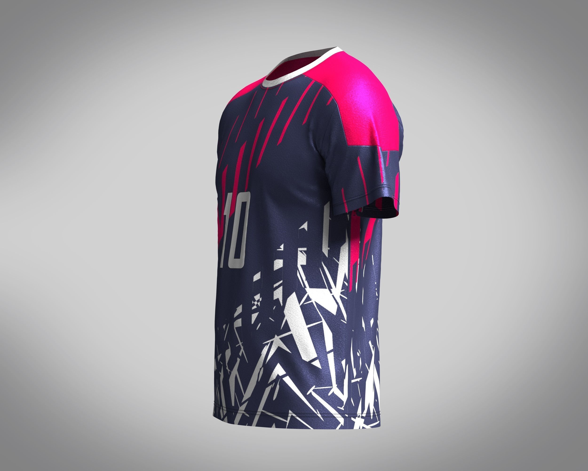 Soccer Dark blue with multi color Jersey Player-10 3D model_5