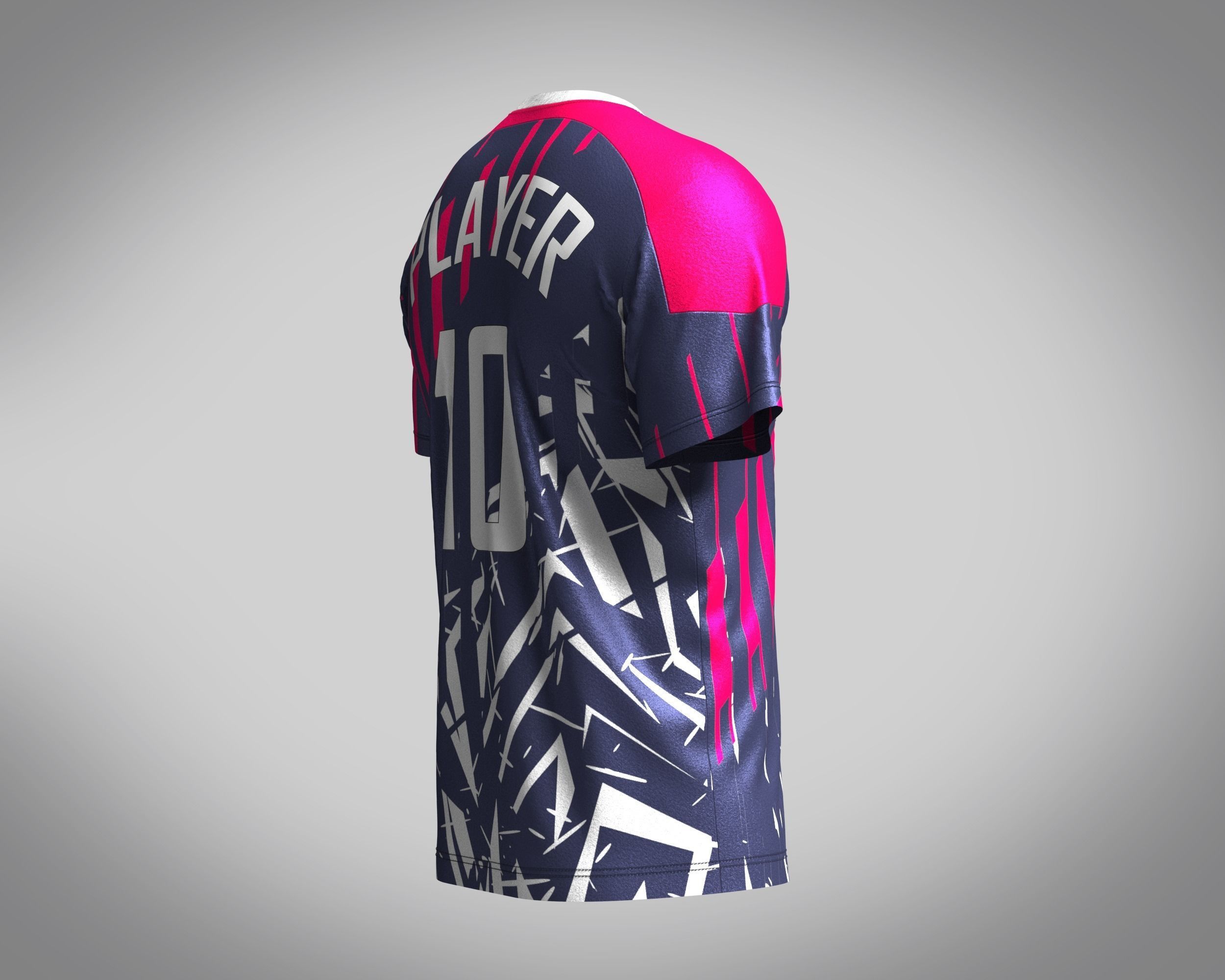 Soccer Dark blue with multi color Jersey Player-10 3D model_2