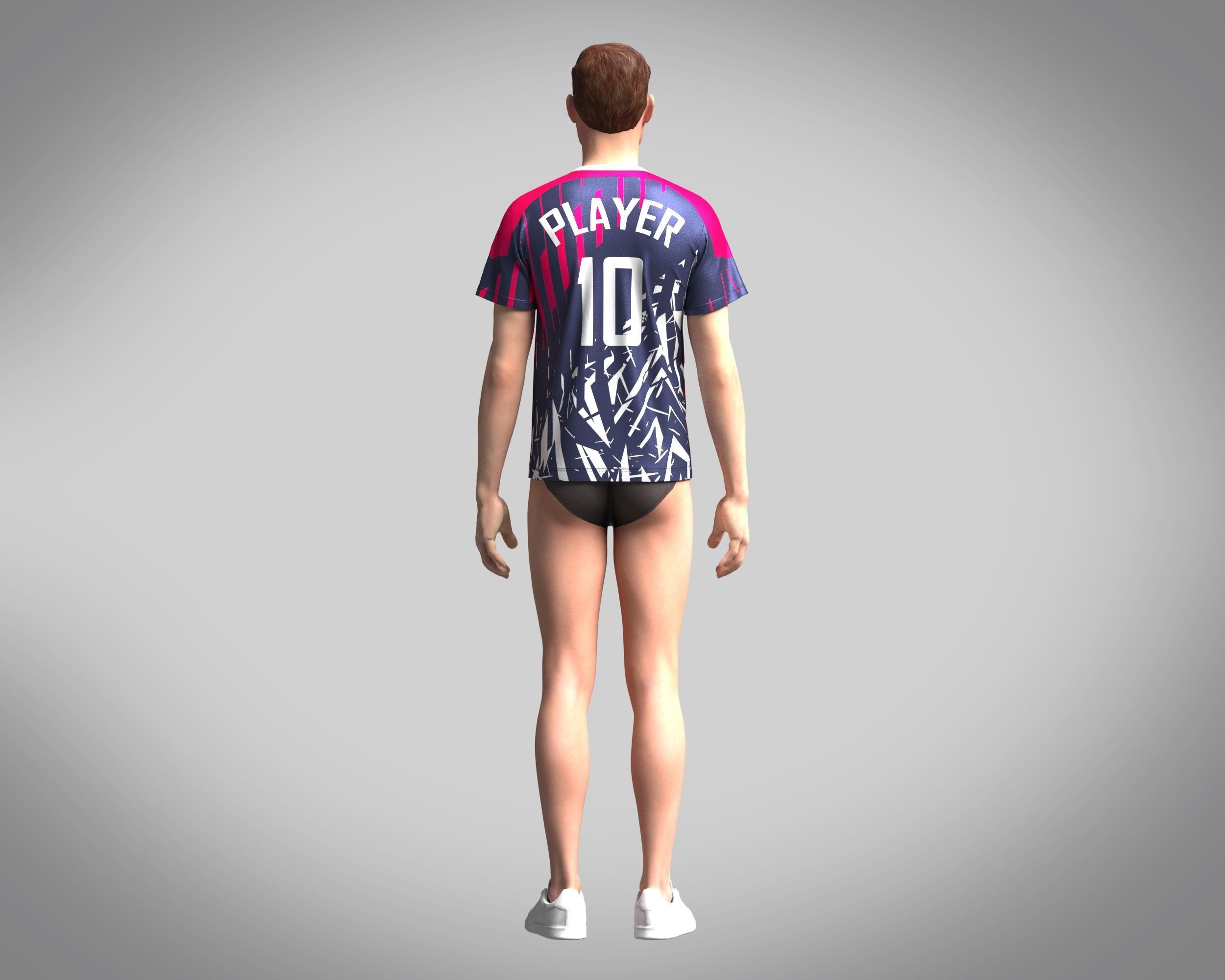 Soccer Dark blue with multi color Jersey Player-10 3D model_8