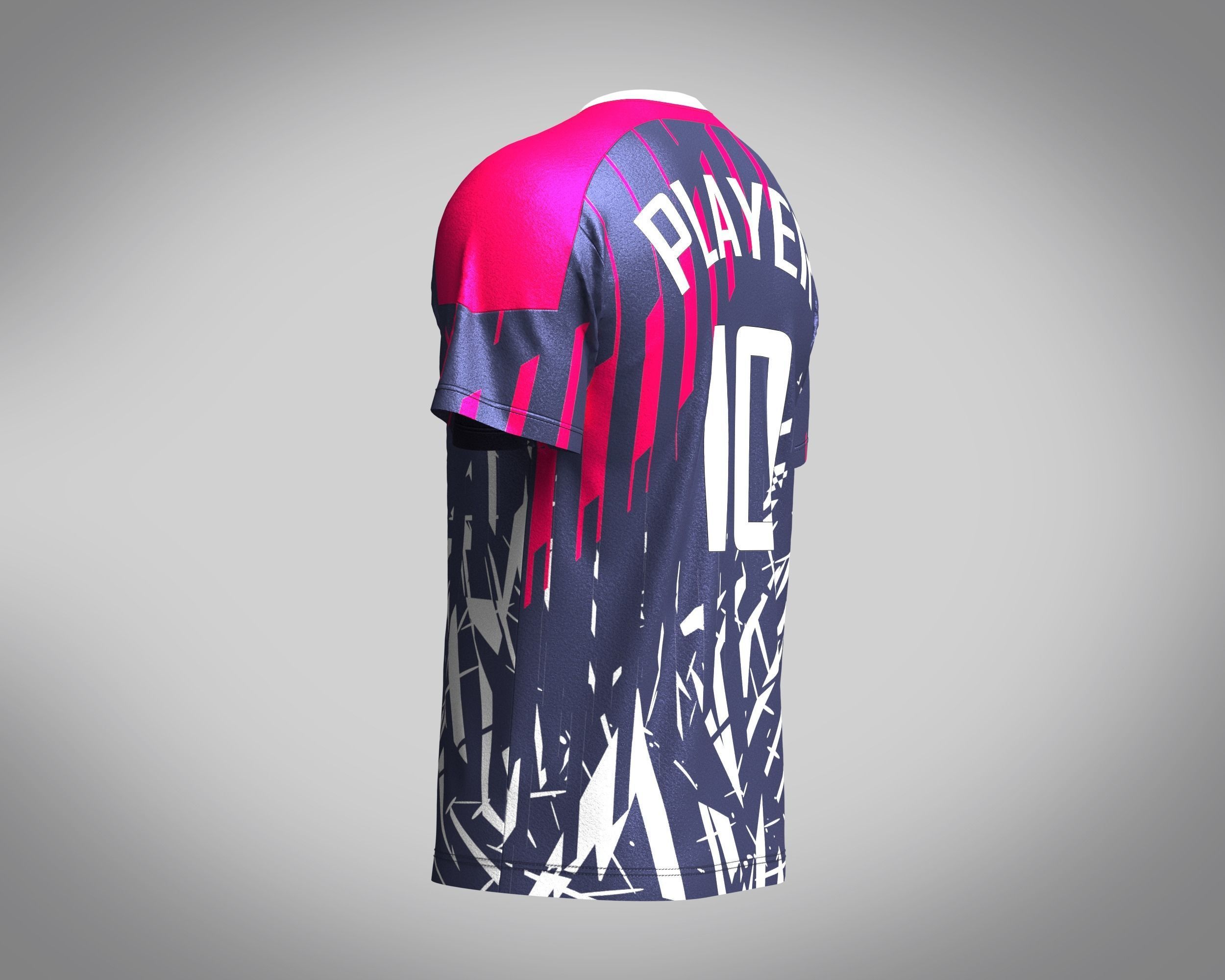 Soccer Dark blue with multi color Jersey Player-10 3D model_4