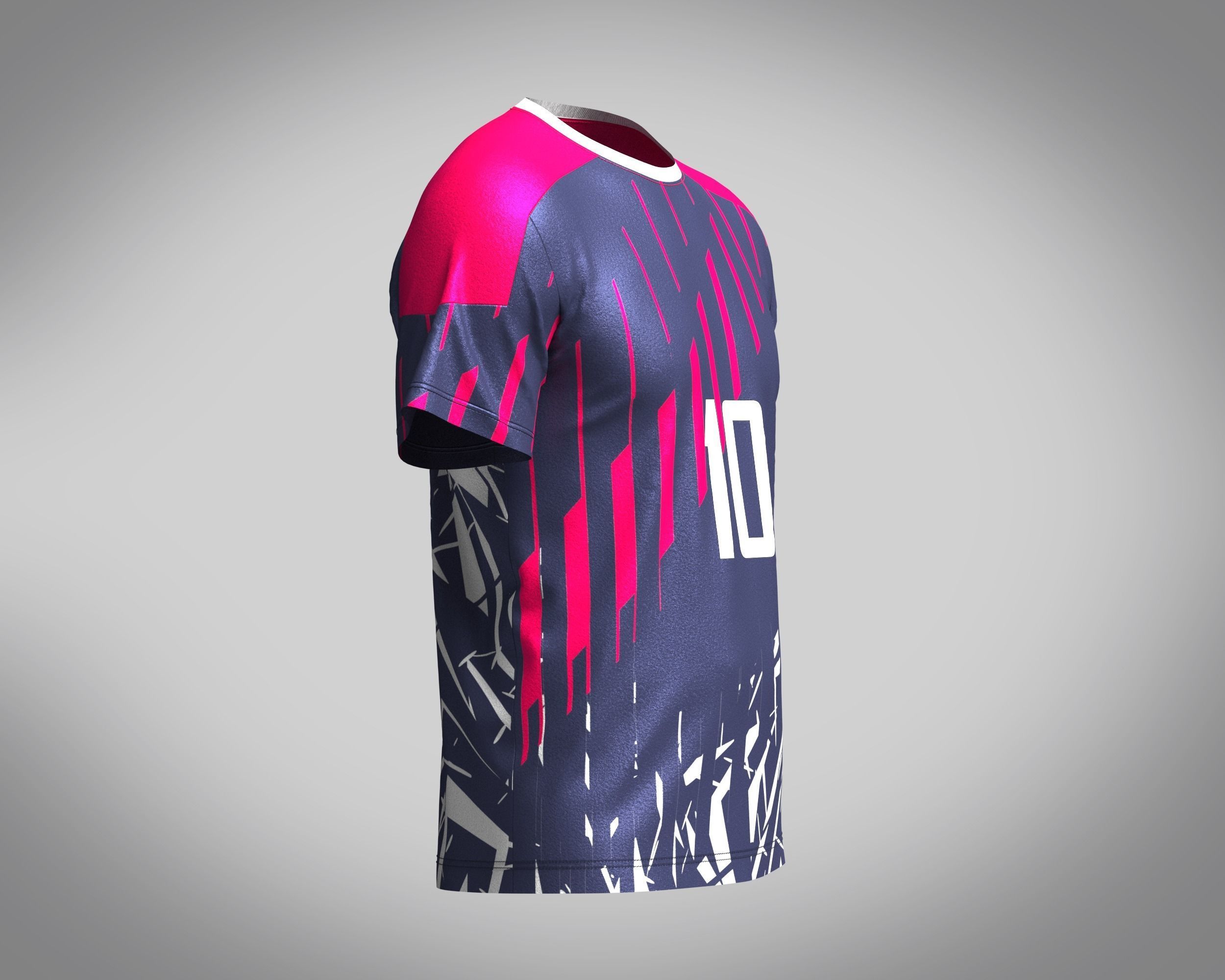 Soccer Dark blue with multi color Jersey Player-10 3D model_1