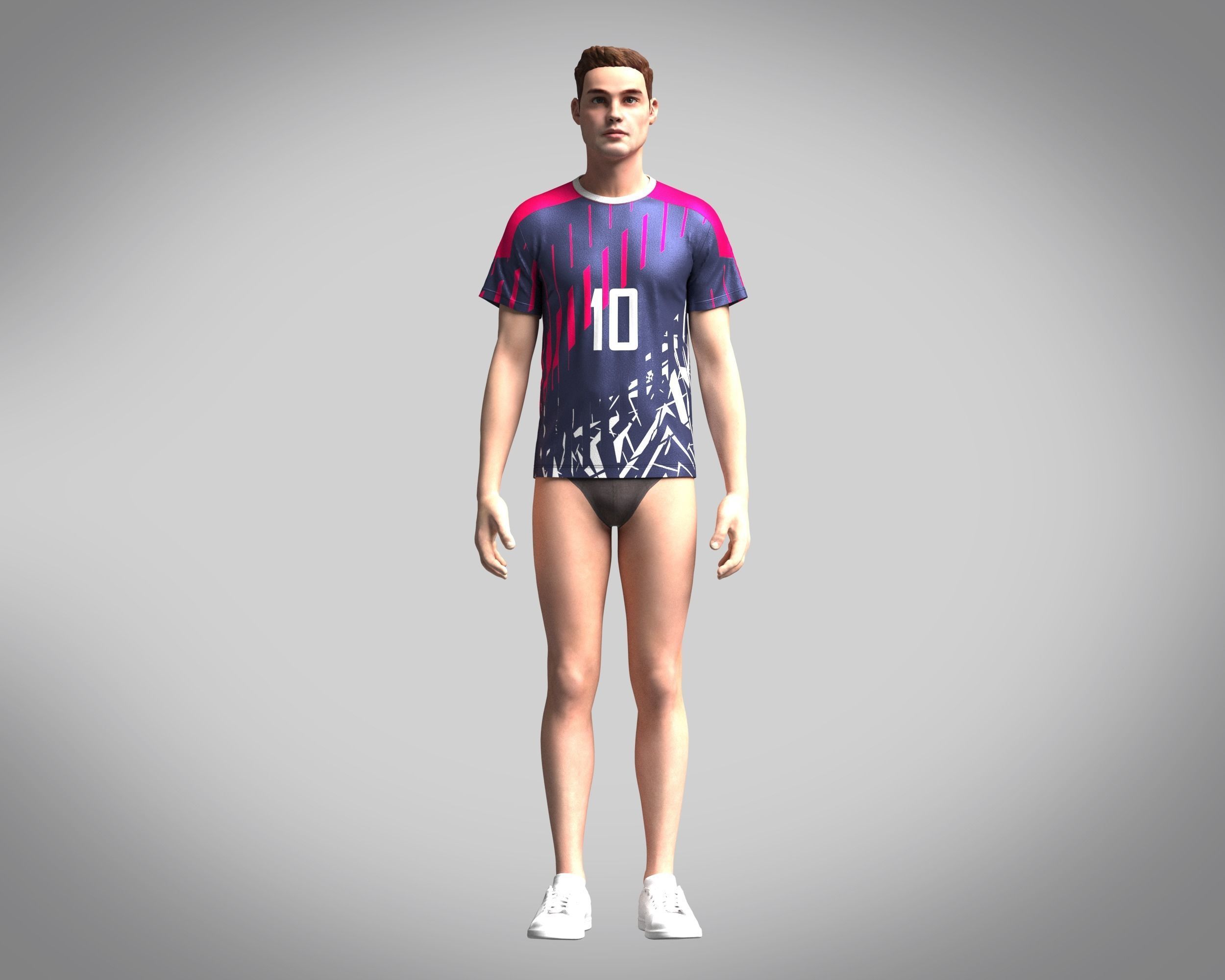 Soccer Dark blue with multi color Jersey Player-10 3D model_6