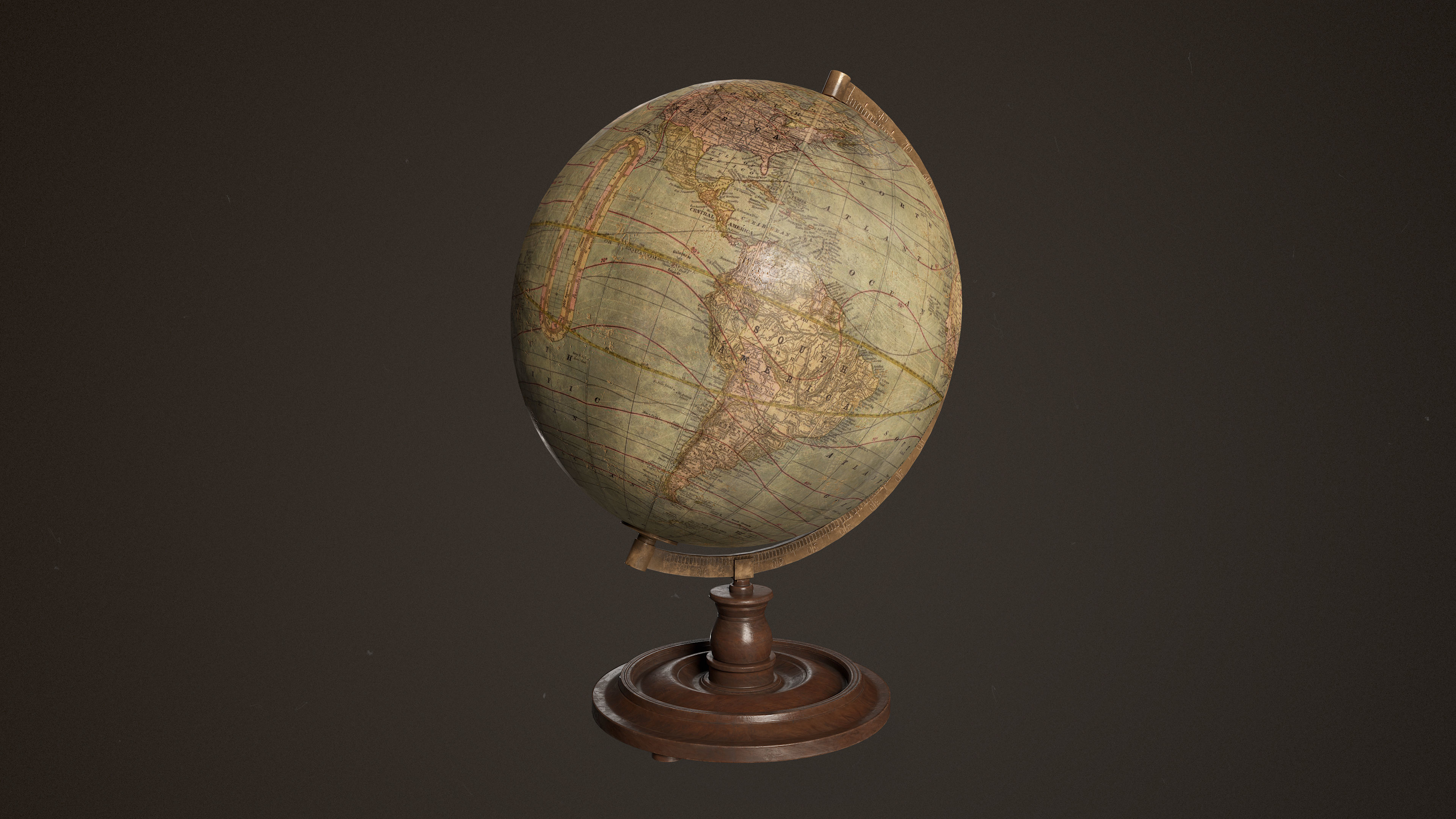 Antique Globe Low-poly 3D model_4