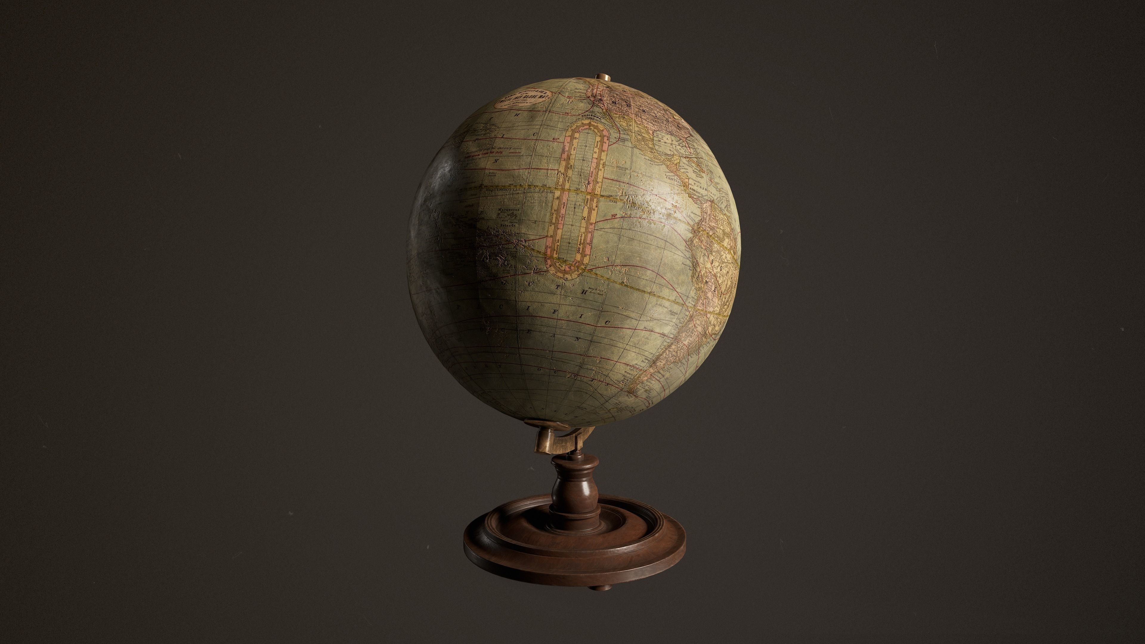 Antique Globe Low-poly 3D model_5