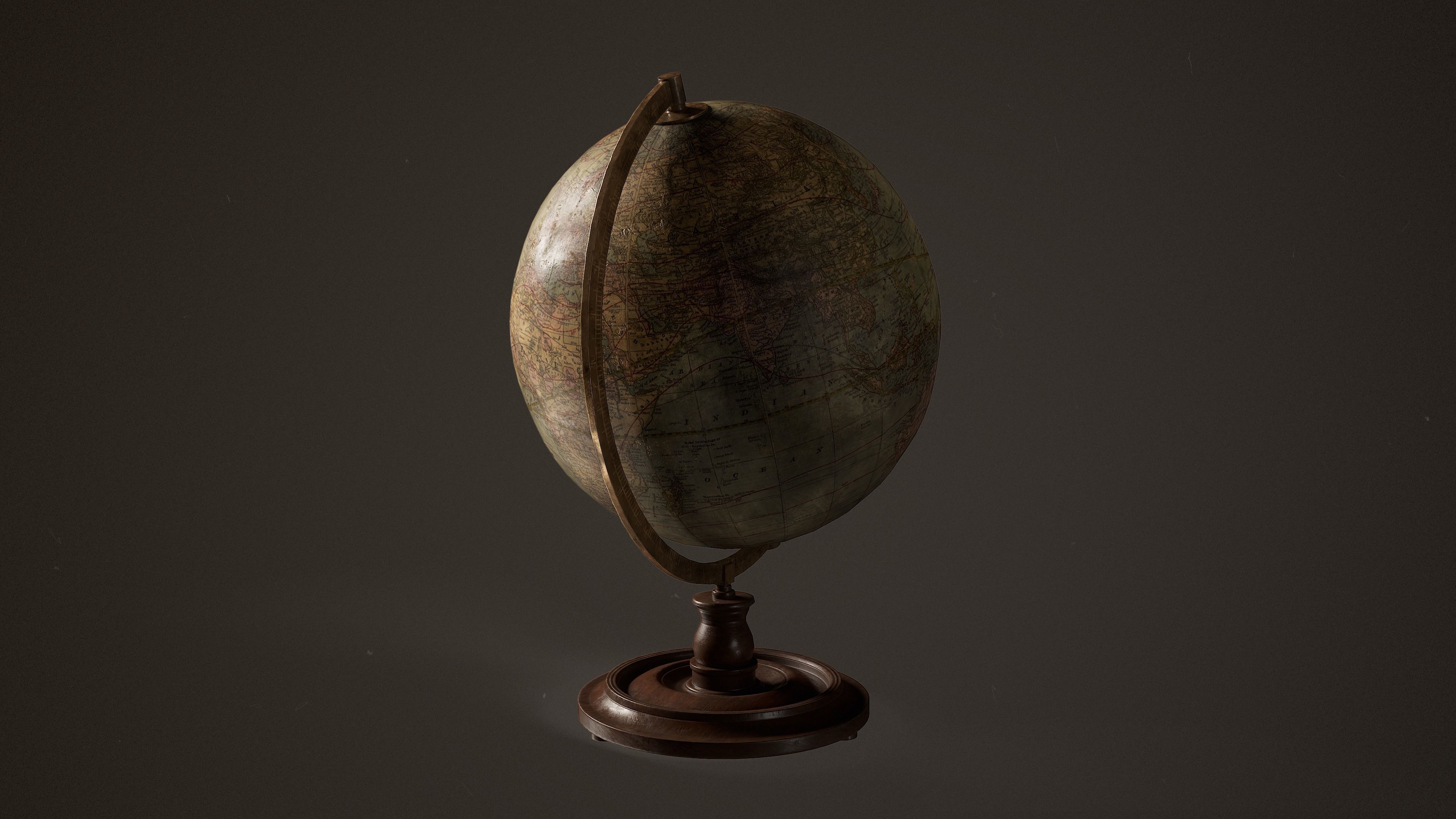 Antique Globe Low-poly 3D model_8