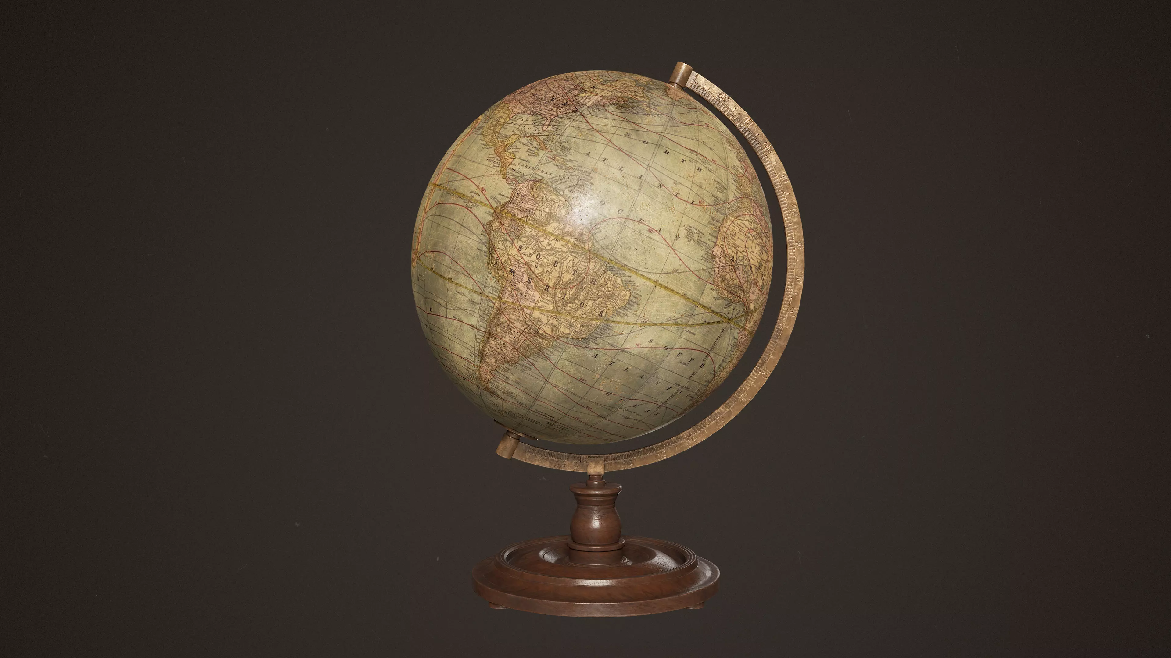 Antique Globe Low-poly 3D model_0