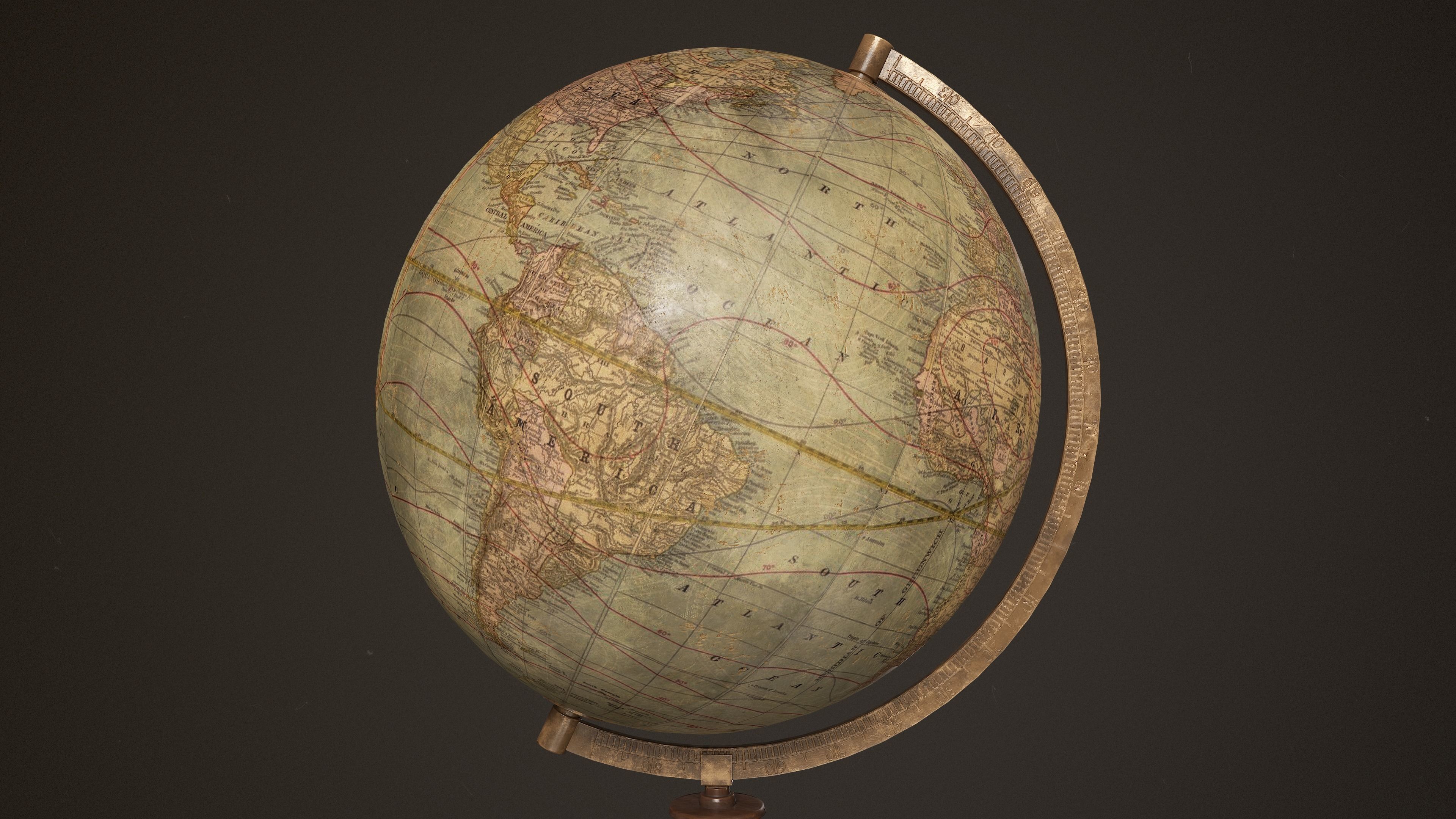 Antique Globe Low-poly 3D model_2