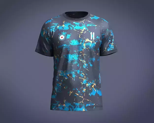 Soccer Blue Printed Jersey-11