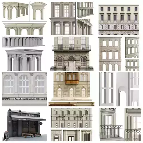 Architectural elements and facades set of 11 pieces