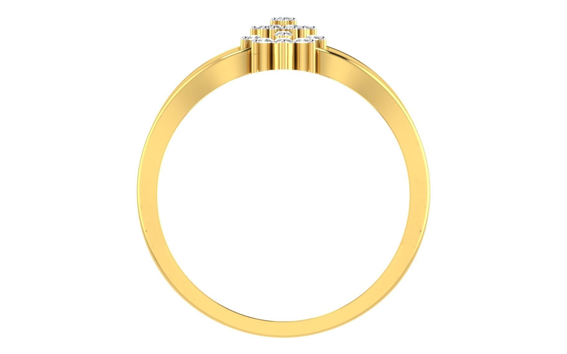 Light Weight Gold Diamond Rings-R-4144 3D print model_4