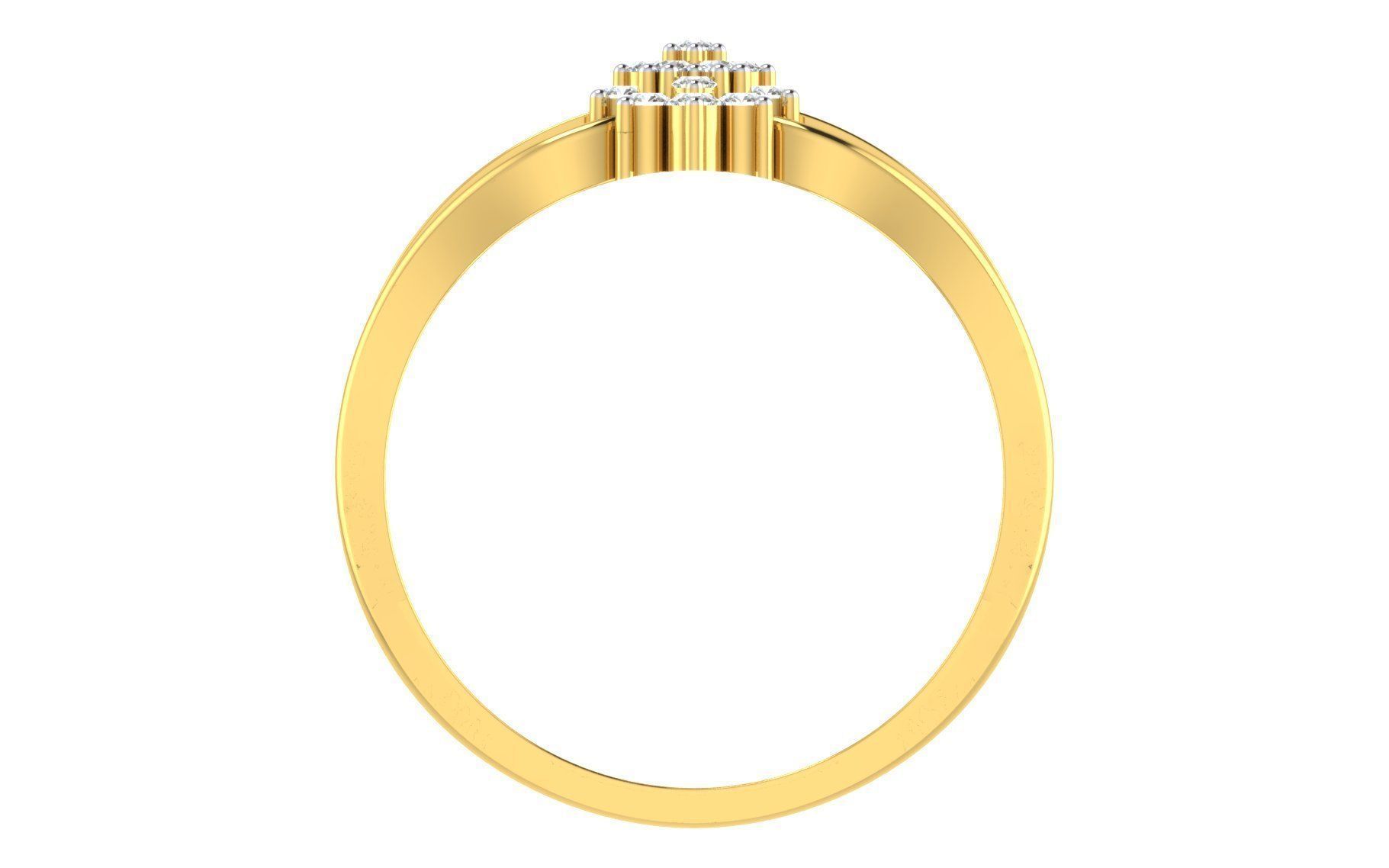 Light Weight Gold Diamond Rings-R-4144 3D print model_2