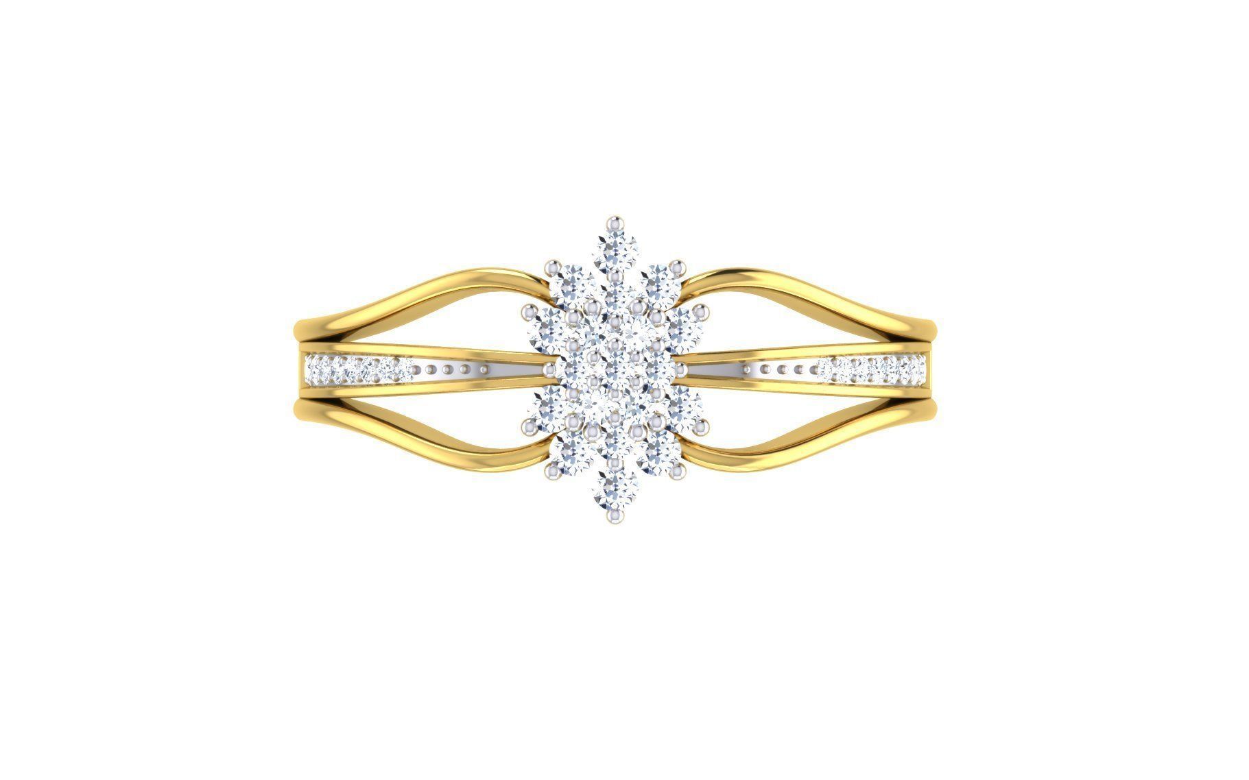 Light Weight Gold Diamond Rings-R-4144 3D print model_3