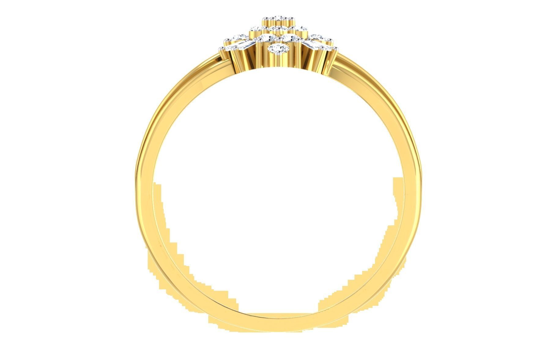 Light Weight Gold Diamond Rings-R-4147 3D print model_3