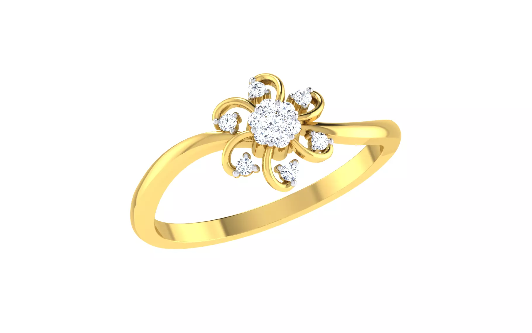 Light Weight Gold Diamond Rings-R-4149 3D print model