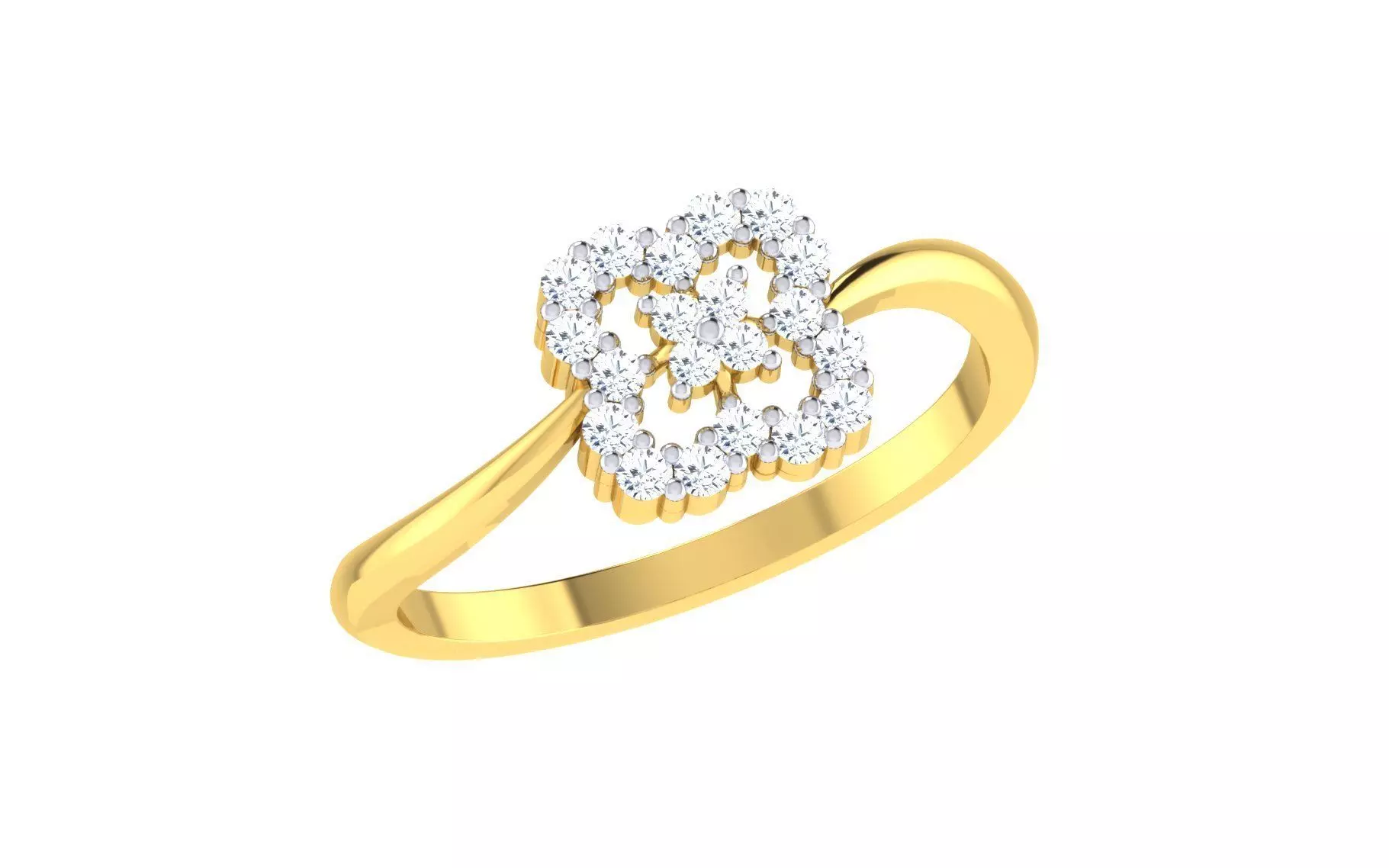 Light Weight Gold Diamond Rings-R-4153 3D print model